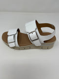 Valerias Low Wedge Sandal. Double Strap With Silver Buckles.