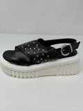 Marco Moreo Studded Wedge Sandal. Colour: Black. Height: Back, 6cms/Front, 4cms