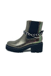 Mamzelle Metallic Ankle Boot With Elastic Panels and Removable Chain Trim