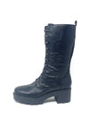 Valerias 3/4 Length Biker Style Boot with Elastic Lace Effect