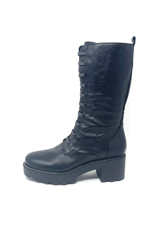 Valerias 3/4 Length Biker Style Boot with Elastic Lace Effect