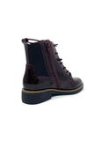 Fugitive Patent Ankle Boot with Laces Side Zip and Elastic Panel