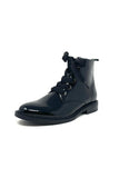 Fugitive Patent Ankle Boot with Side Zip and Wide Laces