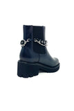 Mamzelle Ankle Boot With Elastic Panels and Removable Chain Trim