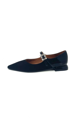 Marian Flat Pointed Mary Jane With Diamanté Buckle