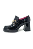 Marco Moreo Patent Block Heel Platform with Gold Trim