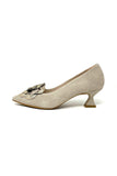 Marian Kitten Heel Court With Flower Trim