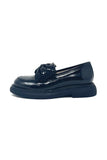 Marian Chunky Loafer With Black Beaded Bow Trim.