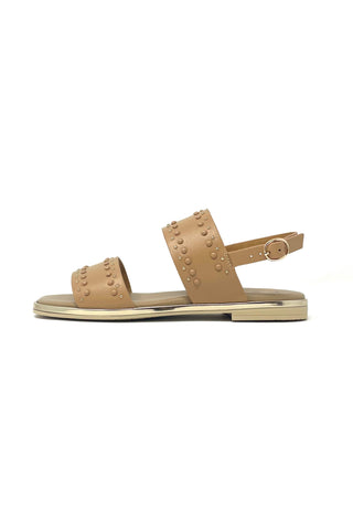 La Repo Flat Double Strap Sandal With Stud Detail