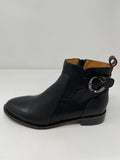 Mamzelle Low Heel Ankle Boot With Buckle Trim And Inside Zip.