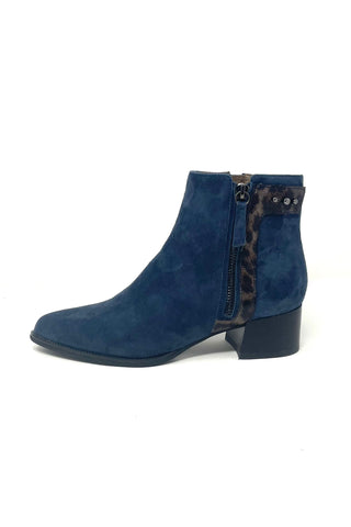 Fugitive Ankle Boot With Outside Zip Detail And Leopard Trim