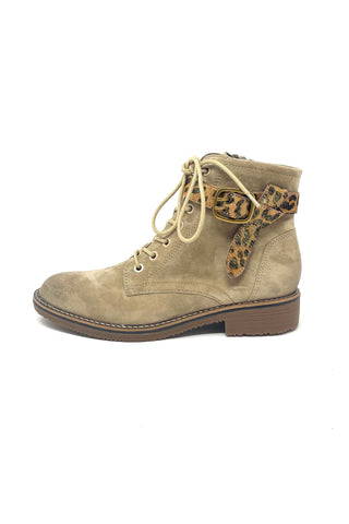 Fugitive Flat Ankle Boot With Leopard Strap
