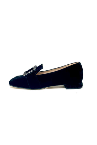 Marian Velvet Loafer with Buckle Trim