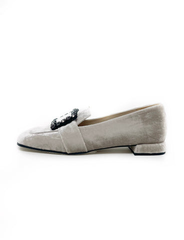 Marian Velvet Loafer with Buckle Trim