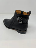 Mamzelle Low Heel Ankle Boot With Buckle Trim And Inside Zip.