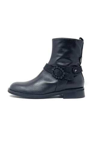 Marco Moreo Ankle Boot with Textured Strap and Buckle Trim