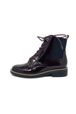 Fugitive Patent Ankle Boot with Laces Side Zip and Elastic Panel