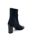 Fugitive Nubuck/Patent Stretch Ankle Boot with Block Heel