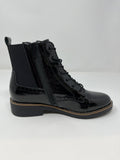 Fugitive Flat Ankle Boot. Elastic Panel. Inside Zip Opening.