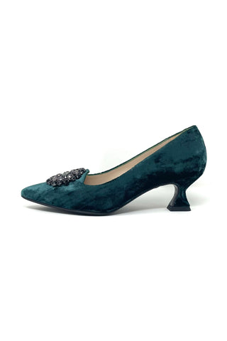 Marian Velvet Kitten Heel  with Self Color Diamanté Trim