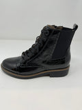 Fugitive Flat Ankle Boot. Elastic Panel. Inside Zip Opening.