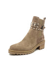 Mam'zelle Suede Ankle Boot with Elastic Panel and Beaded Trim