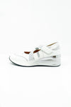 Fugitive Wedge Shoe With Silver Elastic Straps