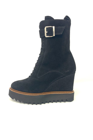 Marian Wedge Boot with Laces and Inside Zip