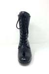 Marian Patent 3/4 Boot With Front Lace And Side Zip