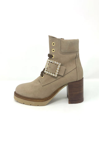 Marian Nubuck Ankle Boot with Block Heel and Front Platform