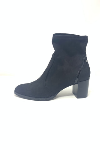 Fugitive Block Heel Ankle  Boot with Stretch Leg