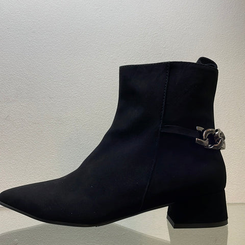 Marian Suede Ankle Boot with Chain Trim