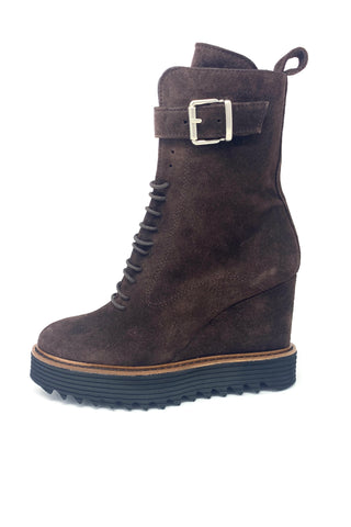 Marian Wedge Boot with Laces and Buckle Details