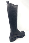 Marian Biker Style Pull On Knee High Boot with Stretch Leg